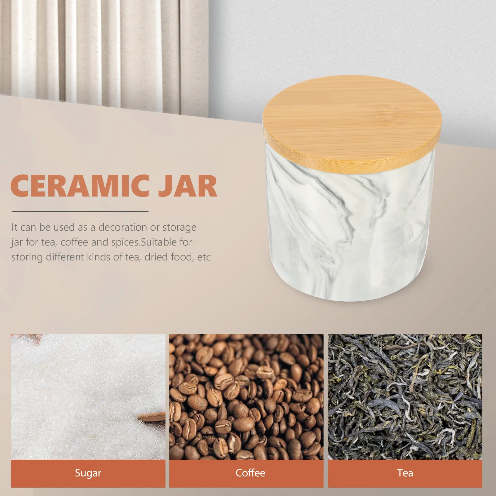 Elegant Ceramic Food Storage Jar Airtight Design for Tea Coffee Sugar Salt Spices Retains Flavor Freshness Dishwasher Safe