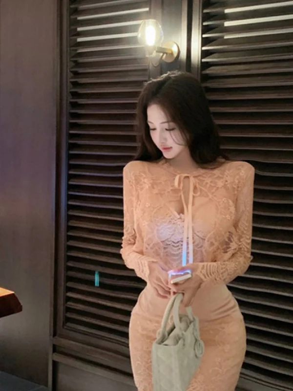 Ele Lace Slimming Long Sve Dr Set due pezzi Nuovo arrivo estivo Faionable Slim Fit Dr per giovani donne