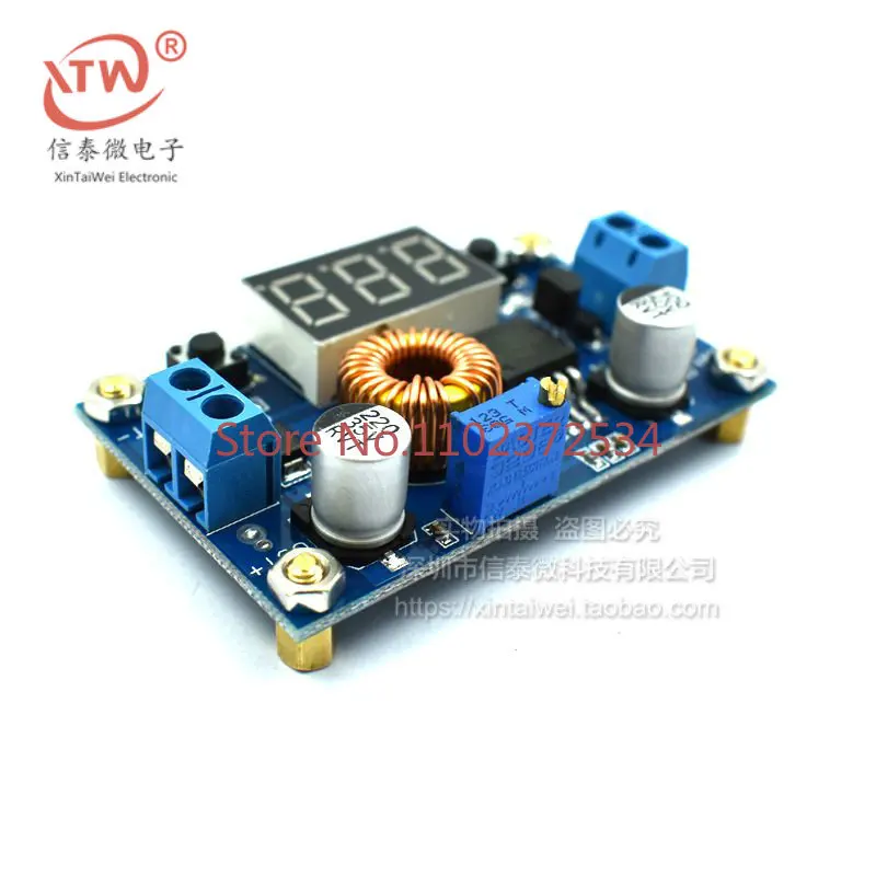 

10 pieces 5A high-power XL4015 75W DC-DC adjustable step-down module with voltmeter display copper column