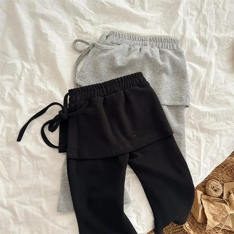 2026 Herbst 1-6 Jahre Mädchen Schlaghosen BELLBELL Kleinkind Mädchen Fake Two-Piece Schlaghosen – Detail 16