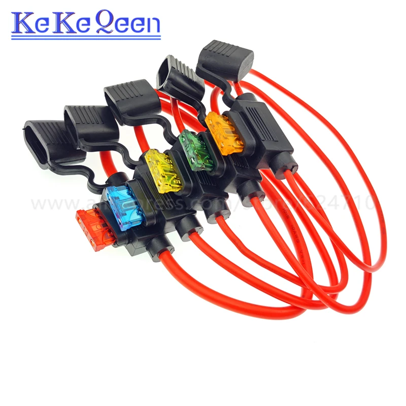 5Pcs/Lot  10 12 14 16 18 AWG Medium Car Fuse Holder Water-resistant Waterproof Automotive With Cover Inline Auto