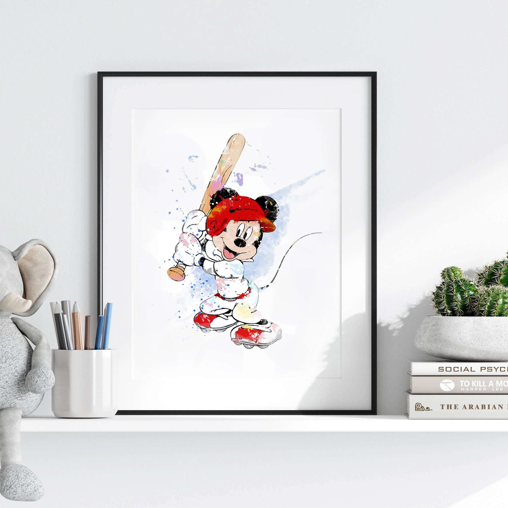 

Mickey Mouse Watercolor Painting Disney Wall Art Print Mickey Nursery Decor Kids Room Decor Canvas Painting Print Art Poster