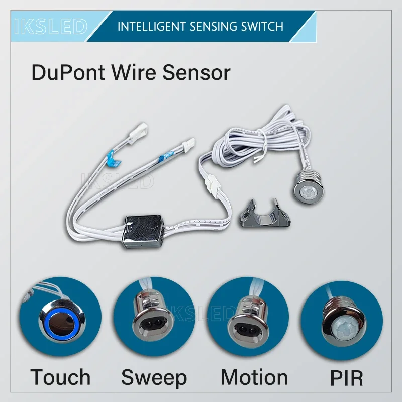 

DC12V24V Модель DuPont Серебристый PIR Touch Sweep Motion Двухдверный шкаф и шкаф Сенсорный переключатель Умный светодиод по индивидуальному заказу