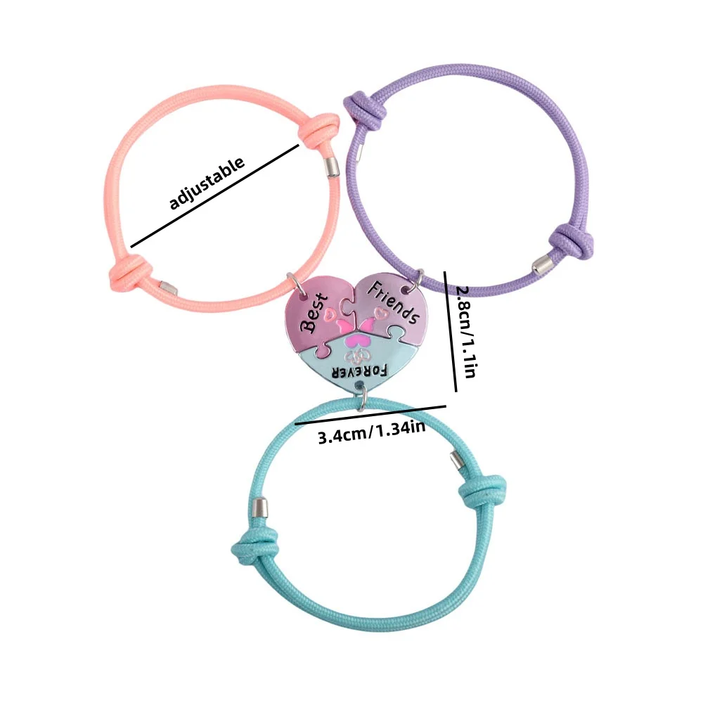 Lovecryst 3 قطعة/المجموعة الأزياء على شكل قلب خياطة أفضل صديق للأبد سوار BFF الصداقة مجوهرات هدايا للفتيات #6