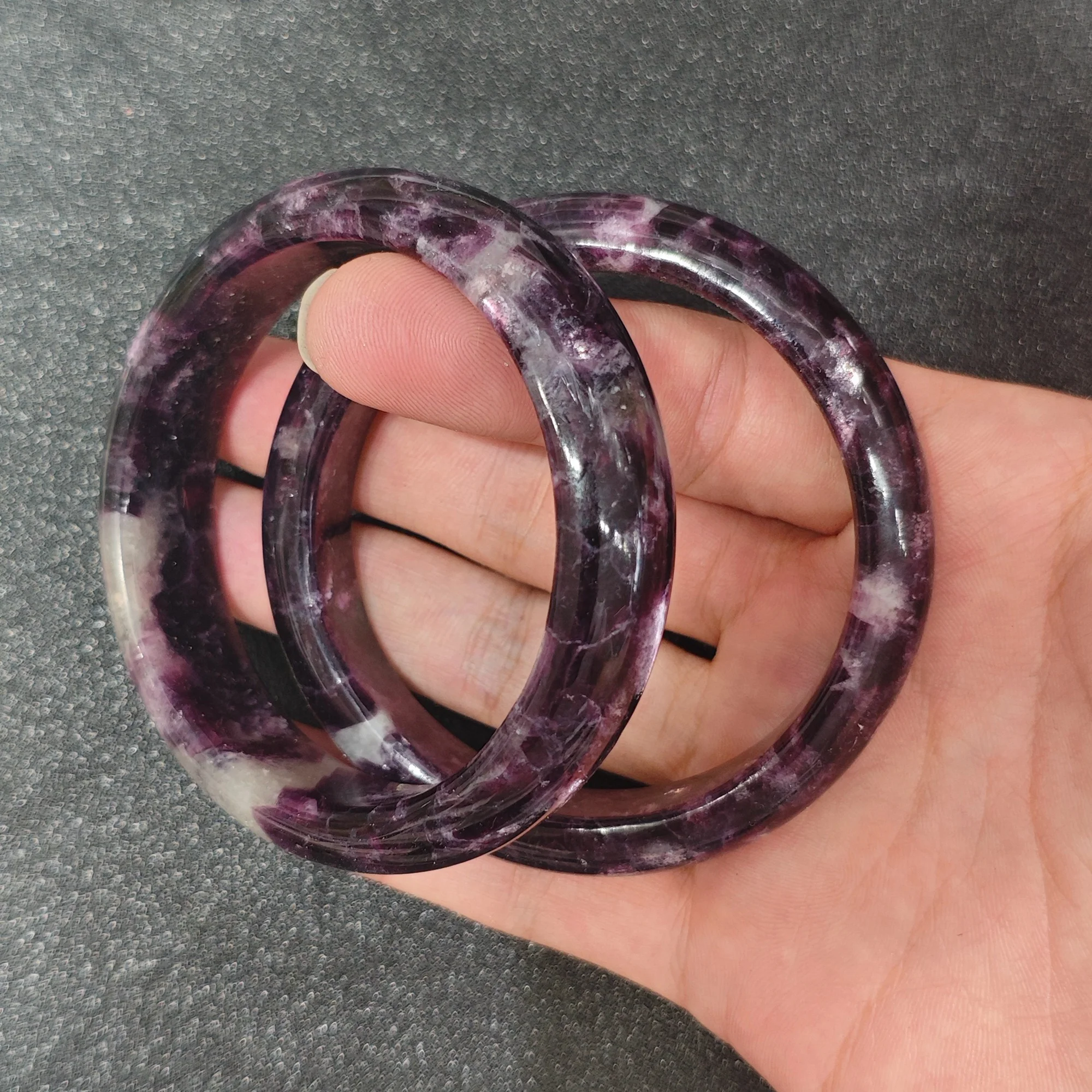 Natural Lepidolite Bangle Bracelet Gemstone Smooth Bangle Purple Mica Shimmer Crystal Jewelry Present Accessories Supply 1 Piece