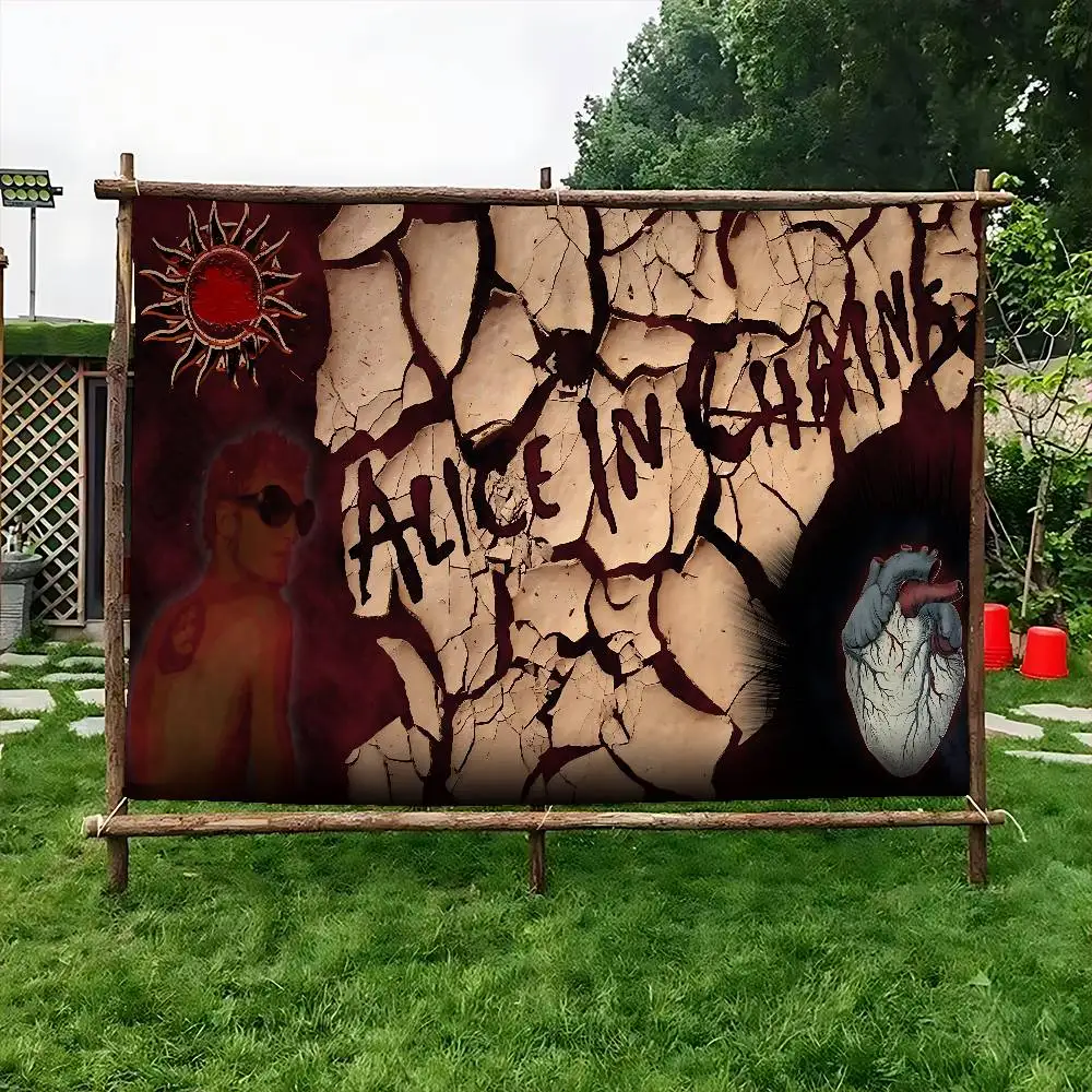 A-Alice In C-Chains Creative Pattern Hanging Flag Polyester Printed Banner Hand Pulled Flag