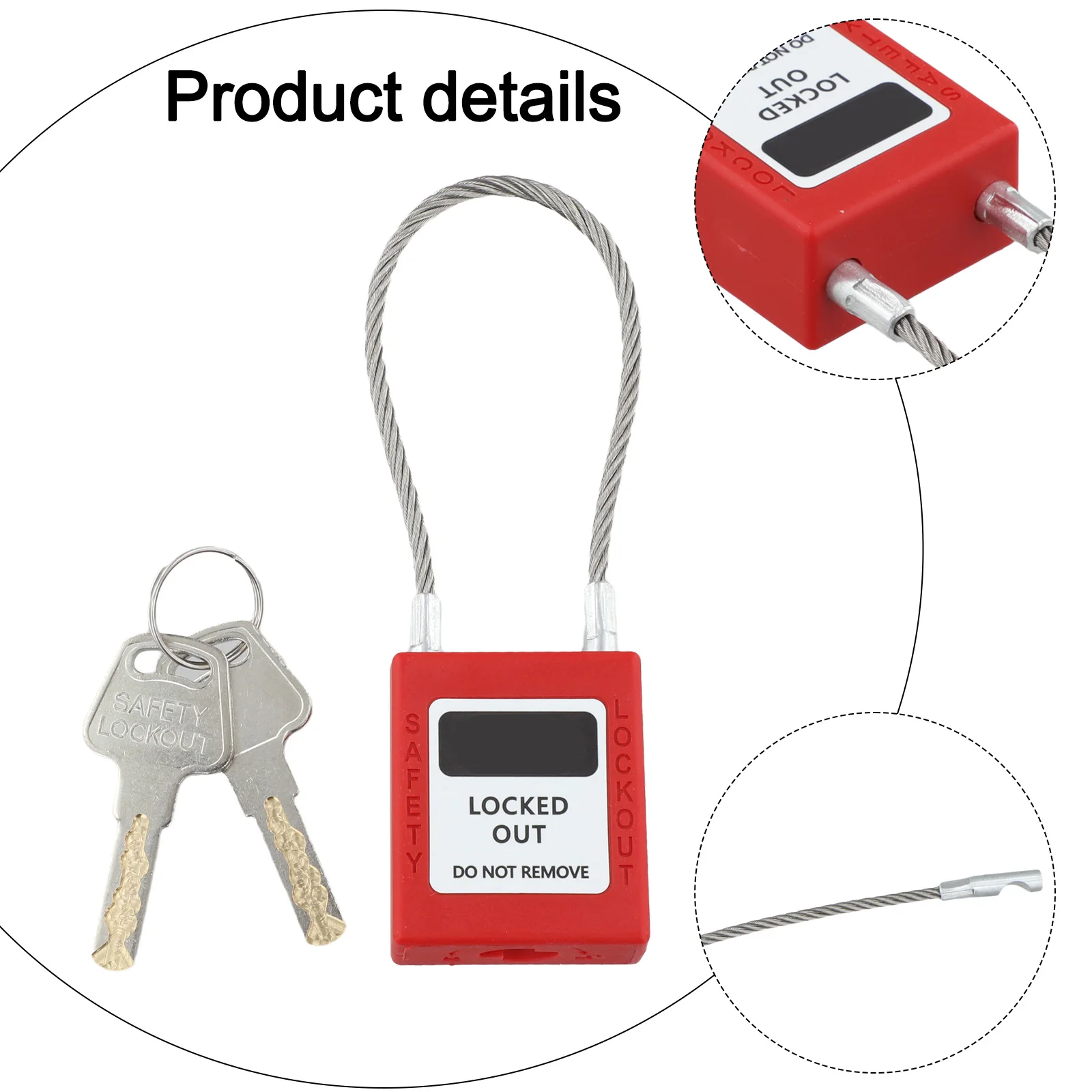 Stainless Steel Cable Lock with Ergonomic Handle 2 Keys Long Shackle for Reliable Protection in Multiple Scenarios