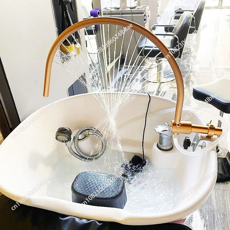 Adjustable Water Circulation Flushing Head Ceramic Basin with Elbow, Fully Automatic Water Circulation with Pump