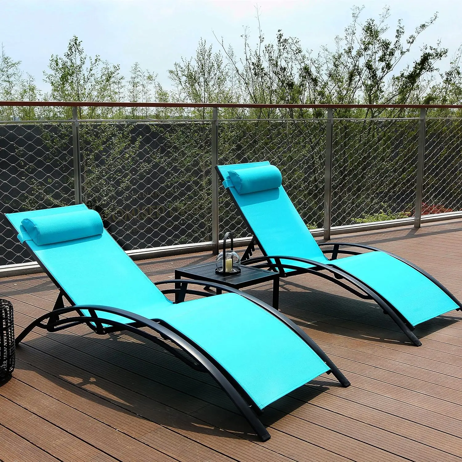 

Patio Chaise Lounge Chair Set of 3,Aluminum Outdoor Lounge Chair with Headrest,Sunbathing Lounger,Pool Tanning Chairs,Armrest Re