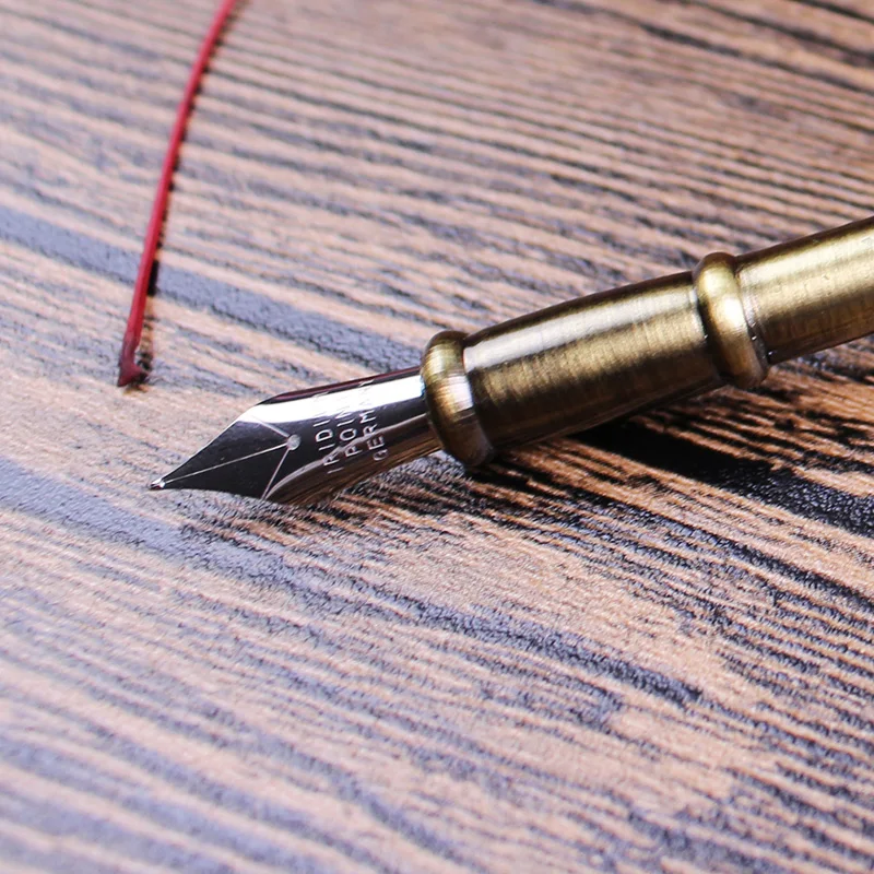 Juego de plumas de pluma de Quill Dip, juego de tinta de escritura, papelería, caja de regalo del día de Valnntine antiguo