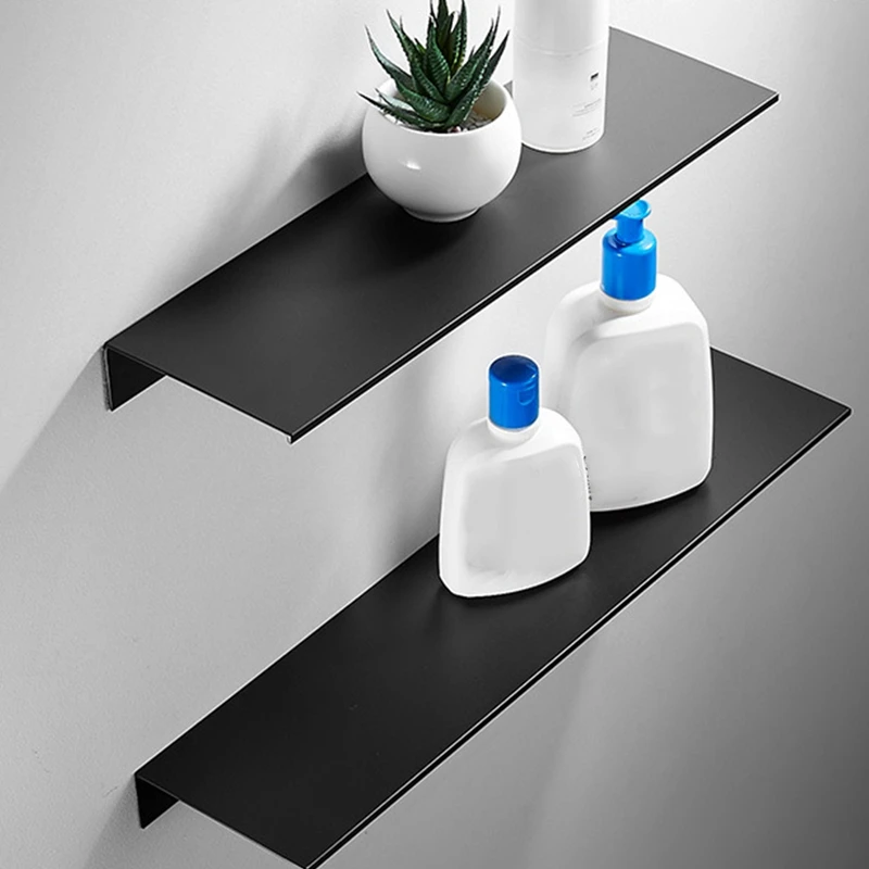 Abwr-rak dinding logam, rak mengambang hitam, rak kamar mandi, rak pajangan dinding, rak bumbu dapur terpasang di dinding