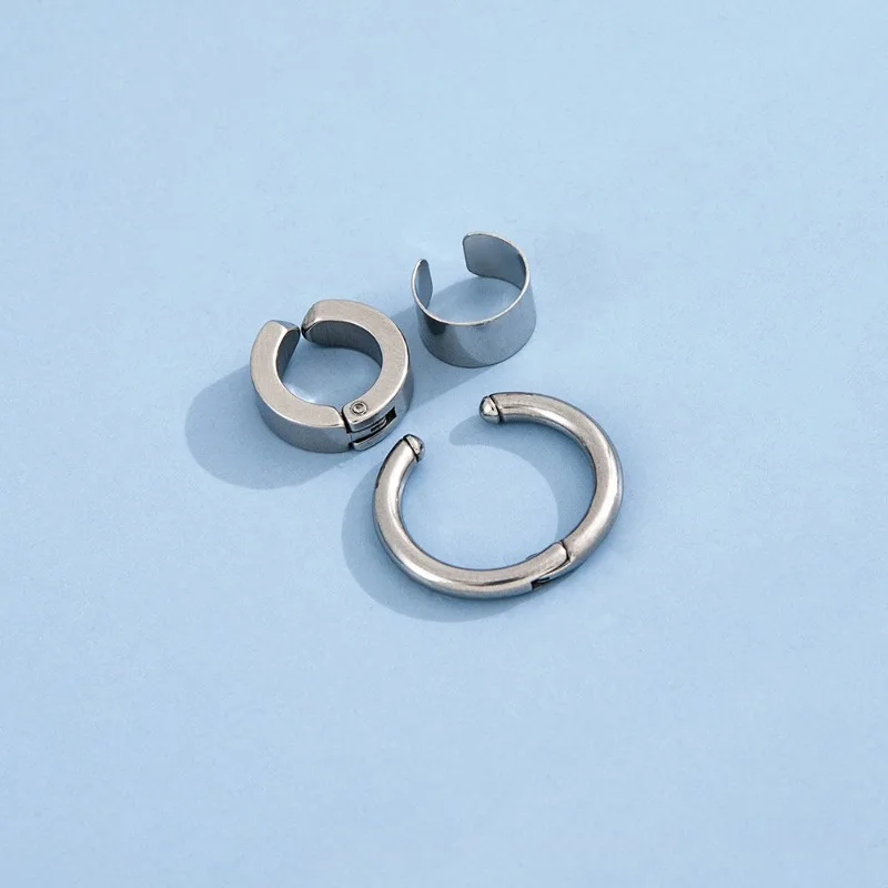3 Pieces/set Men and Women Fashion Stainless Steel Clip Earrings Smooth Ear Bone Clip Simple Earrings For Gift