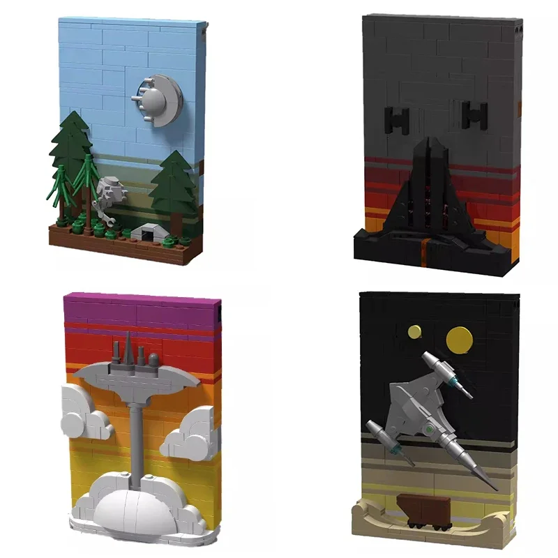 Bricklink Star Movie 21340 Tales of the Space Age Postcard Sets MOC Tabletop Ornament Building Blocks Kid Toys Christmas Gift