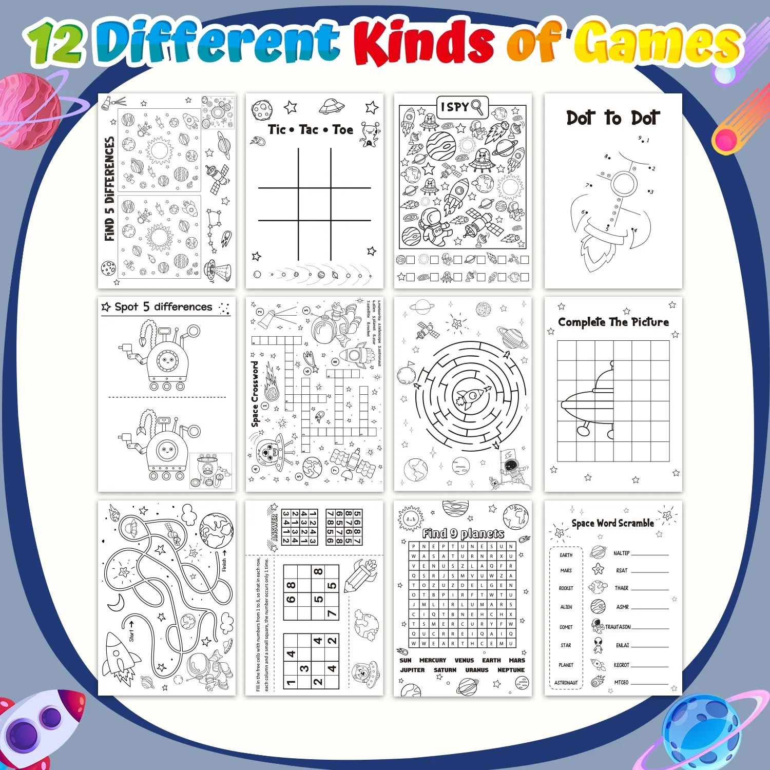 24pcs Diy Coloring Books Filling The Space Game Images Paper Color Space Practice Workbook Painting Art Book For School Drawing image 3