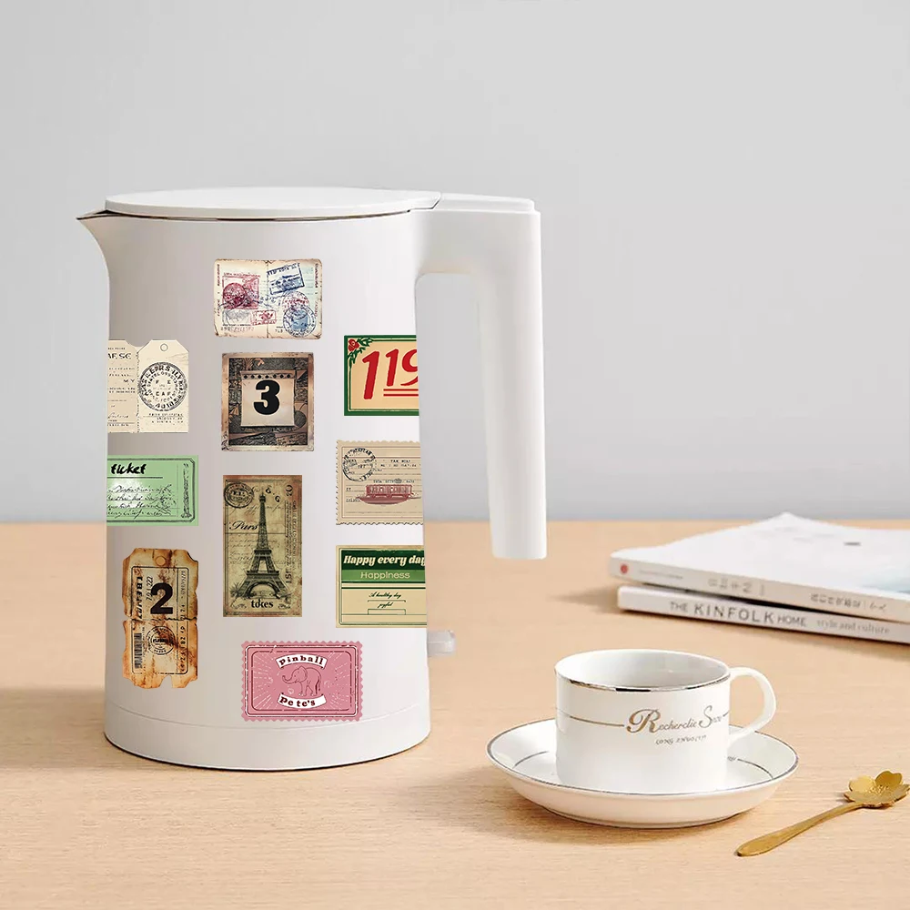 50 قطعة تصميم فني ريترو ملصق شخصية ختم نمط التذكارية جمع الديكور جراب هاتف سجل القصاصات كوب ماء هدية