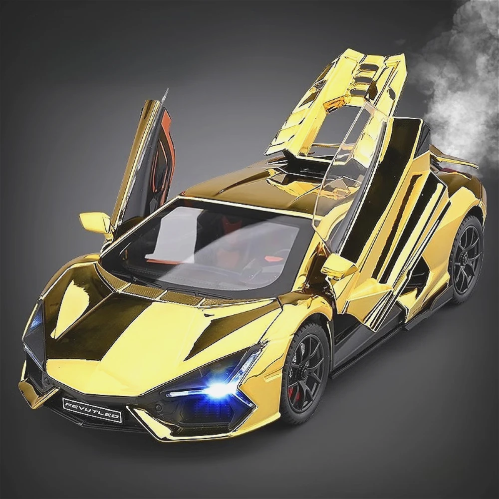 Revuelto Bolide-modelo de coche deportivo para niños, escala 1:24, juguete extraíble con luz musical, supercoche en aerosol, puertas abiertas, modelos fundidos de aleación
