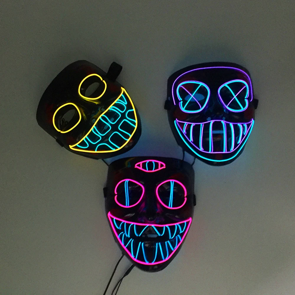 Funny Full Face Hat Masked Costumes Cosplay Neon GLowing  Mask 5 Styles For Choice Flashing Mask For Night