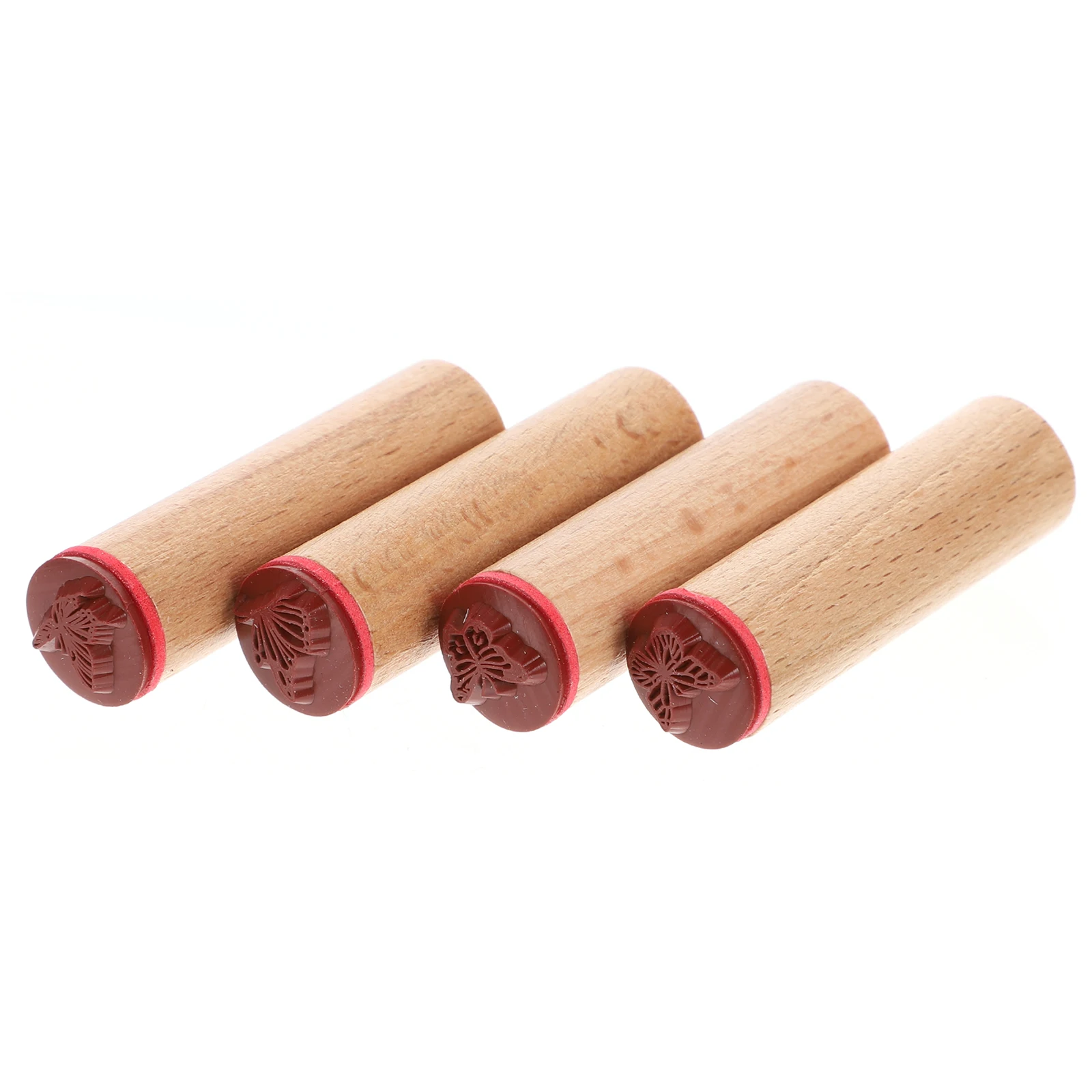 

4pcs Wooden Seal Stamps Craft Supplies Durable Easy Clean Vintage Scrapbooking Journal DIY Works Kids Gifts