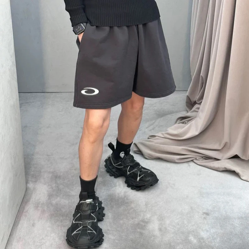 

BCLENEICAC New round Ring Embroidery Loose Five-Point Casual orts Straight Leg Sports Pants for Men And Women Breathable Su...