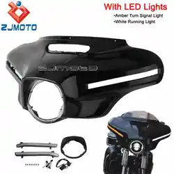 LED Front Batwing Outer Fairing Headlight Cowl DRL w/ Flowing Amber Turn Signals For Harley Electra Glide Street Tri Glide 14-24