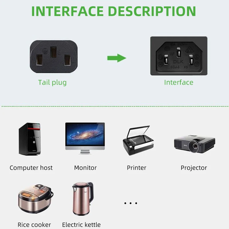 Eu Universal Adapter Cable 3-pin Pure Copper Power Cord Dc Electrical Appliance Charging Adapter Cable Computer Cable Connector