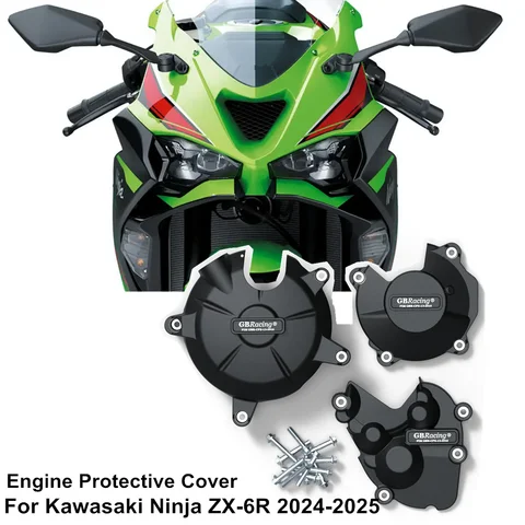 가와사키 닌자 ZX-6R ZX6R ZX 6R 2024-2025 오토바이 엔진 커버 세트 보닛 프로텍터 엔진 커버