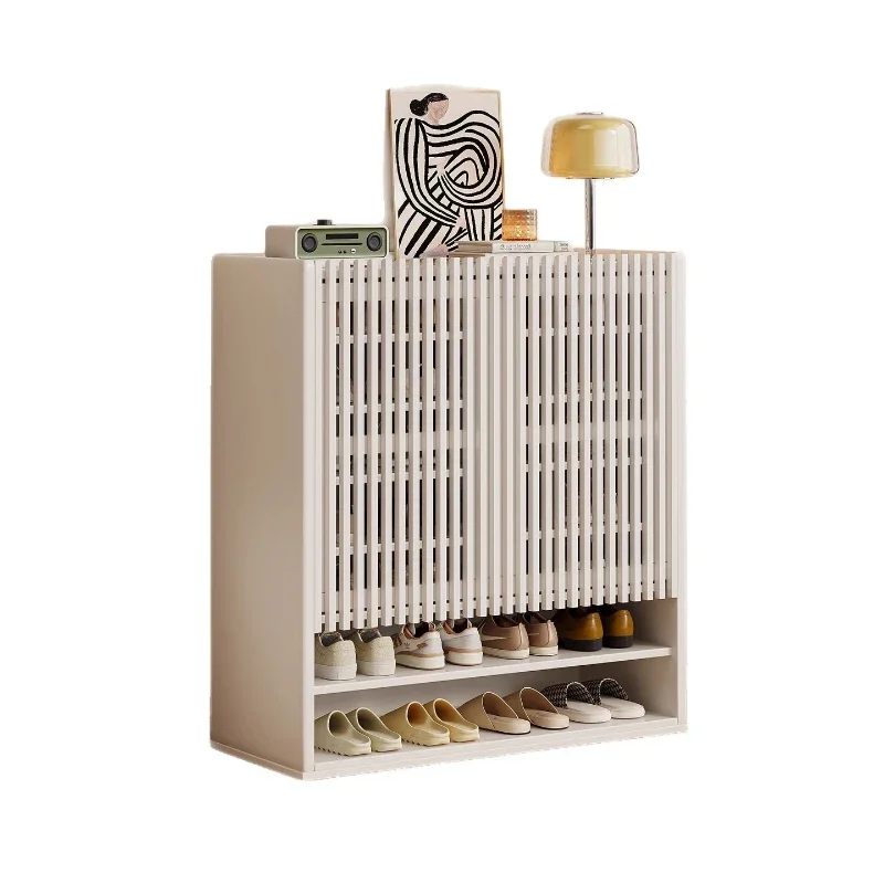 

Solid wood shoe cabinet household door storage cabinet integrated against the wall entrance door entrance cabinet