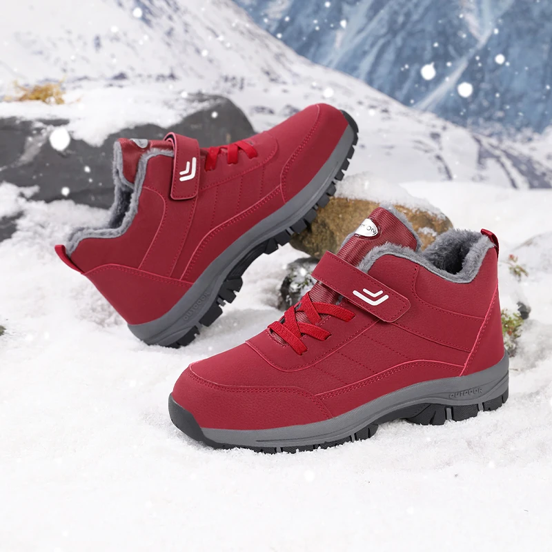أحذية شتوية حرارية مقاومة للماء للرجال - أحذية رياضية ثلجية مبطنة بالقطيفة غير قابلة للانزلاق للطقس البارد