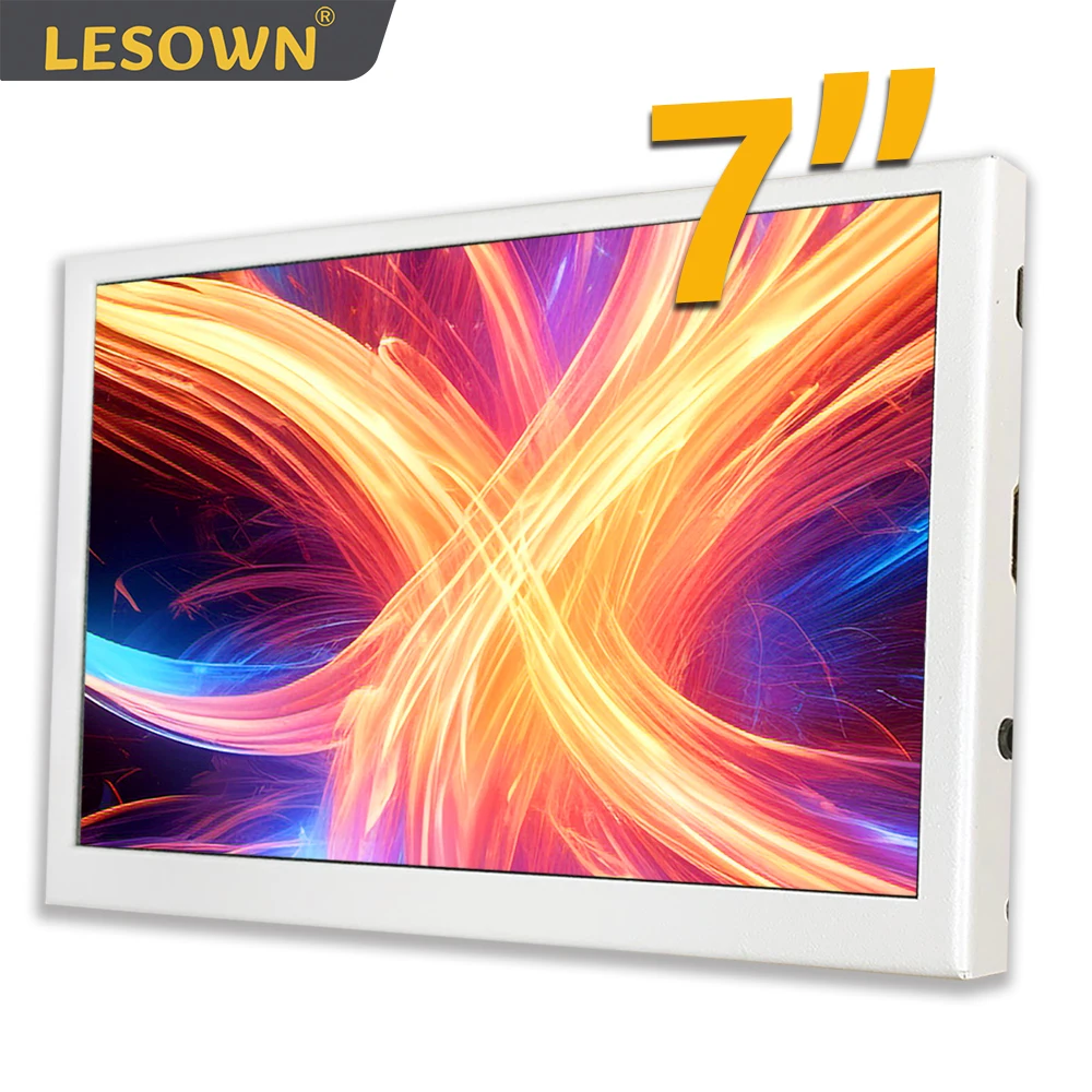 LESOWN Small White Touchscreen HDMI Monitor 7 inch Windows Mac Sub Screen 1024x600 IPS Metal Shell Wide mini Display for Laptop