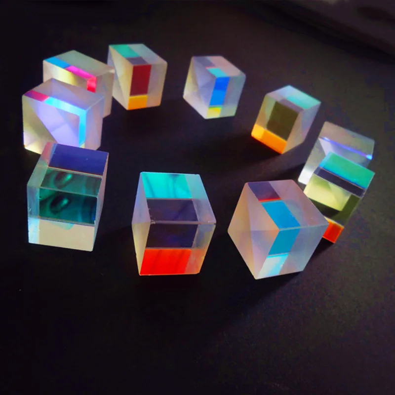 10 PCS Damaged Cross Dichroic X-Cube Prism RGB Combiner Splitter Optical Glass Square Prism Party Home Decoration DIY