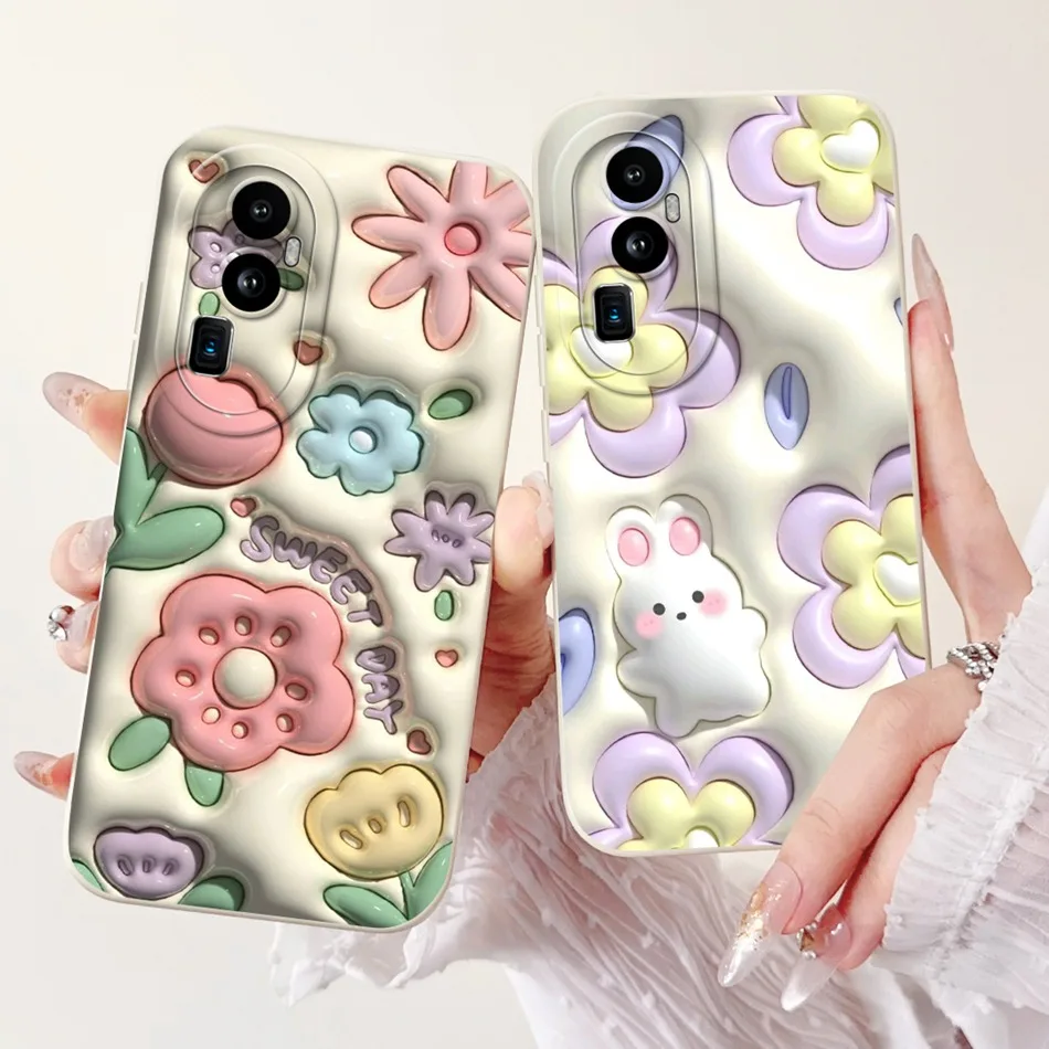 For OPPO Reno10 Pro+ 10Pro 10 5G Cute Rabbit Cat Cartoon Phone Case For Oppo Reno 10 Pro Plus Reno10 Soft Silicone Cases Bumpers
