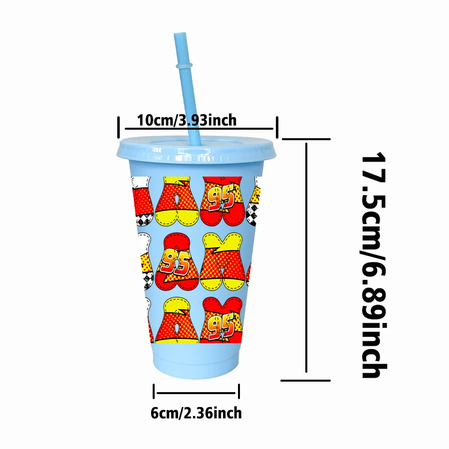 12pcs/pack Disney,Lightning McQueen,Racing 26oz Colored Plastic Tumbler Birthday Party Drinking Utensils Juice Coffee Mug