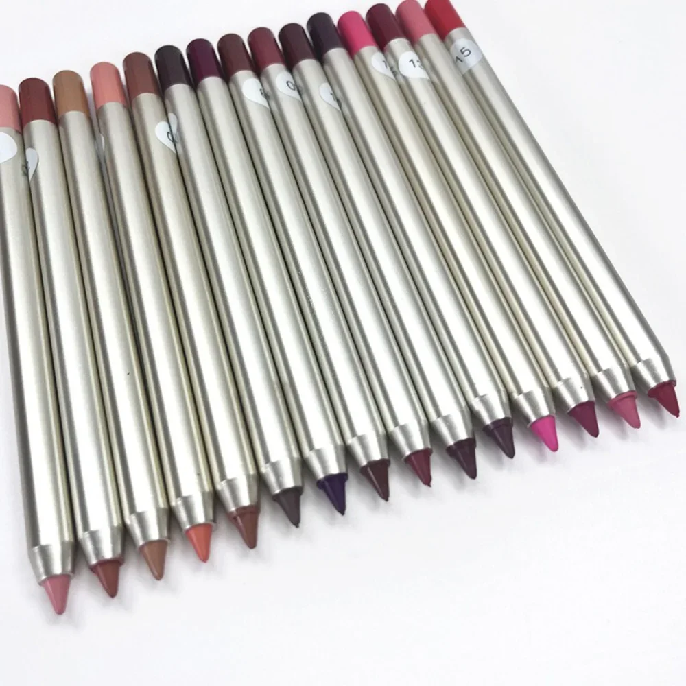 Private Label 15 Color Lip Liner Custom Logo Pigment Long Lasting Waterproof Multifunctional Gold Makeup Wholesale Cruelty Free