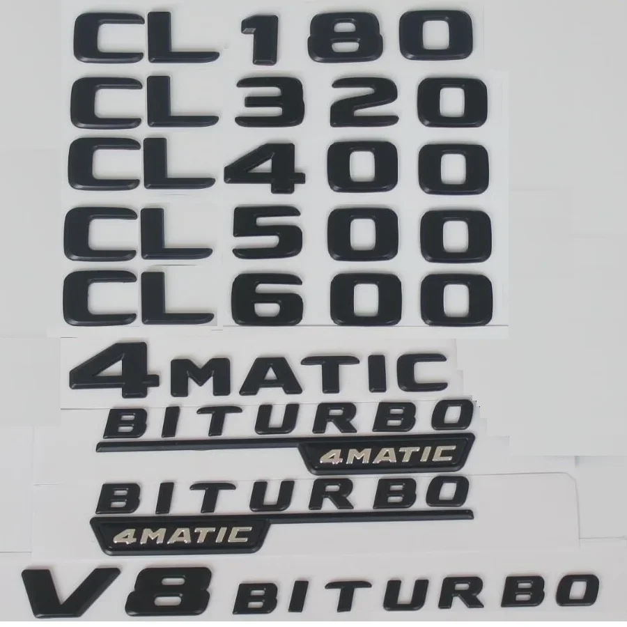 QA For Mercedes Benz Matt Black CL180 CL300 CL320 CL350 CL400 CL420 CL450 CL500 CL550 CL600 4MATIC Trunk Emblems Badges