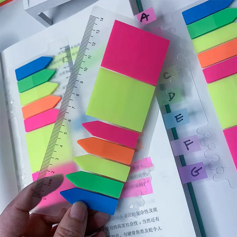 KindFuny 140 Sheets Transparent Sticky Notes Self-Adhesive Annotation Books Bookmarks Memo Pad Index Tabs Stationery