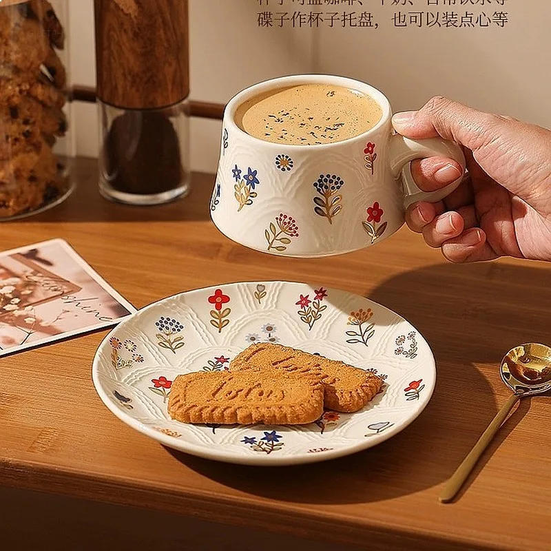 Nordic Premium Simple Shimmer Coffee Cup Saucer Set Exquisite Afternoon Tea Latte Art Light Luxury Porcelain Drinkware Gift