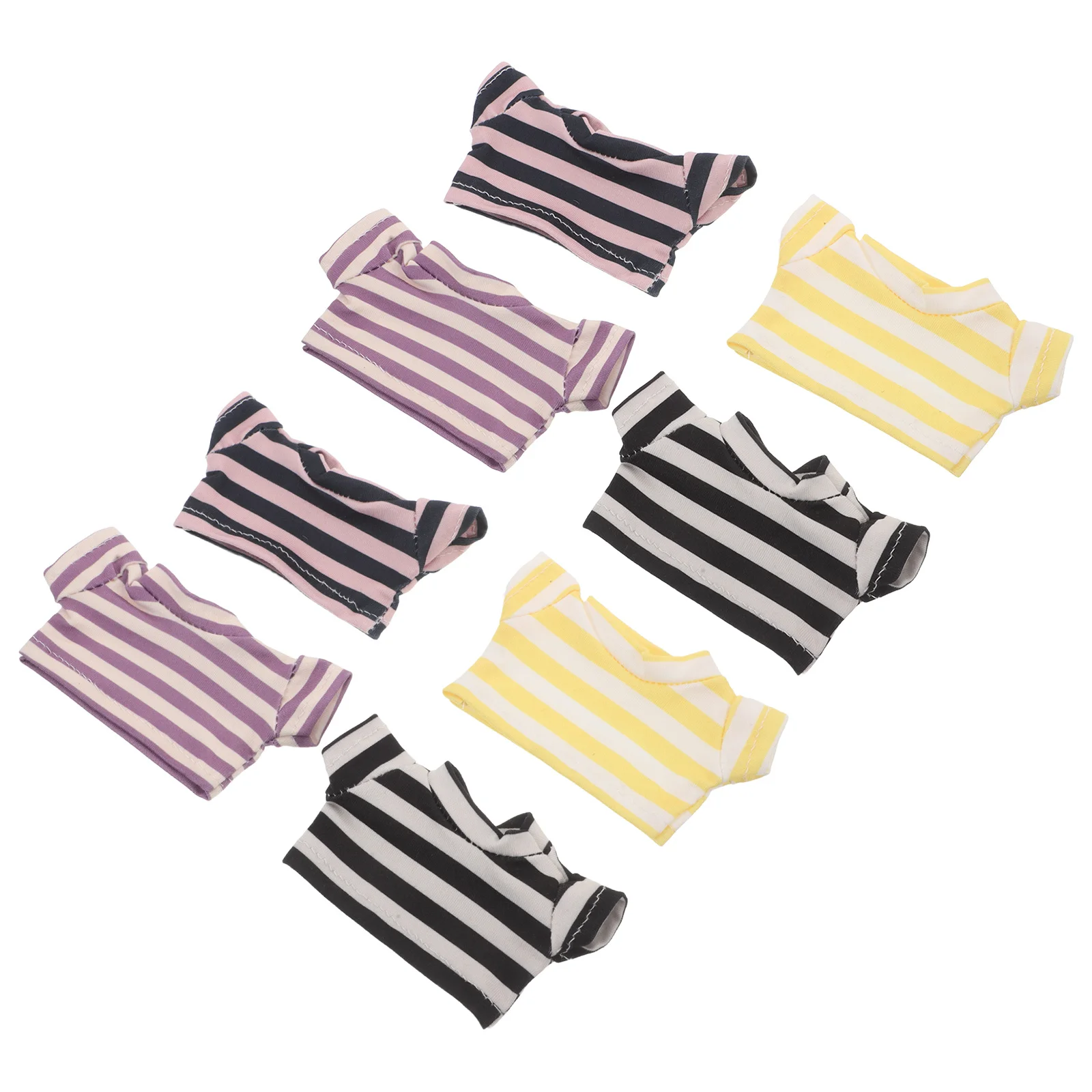 8 szt. Zestaw ubranek dla zwierząt 10,5x5,5 cm Bawełniane koszulki w paski dla pluszowych misiów Akcesoria do samodzielnego tworzenia strojów Ubrania na urodziny i Boże Narodzenie