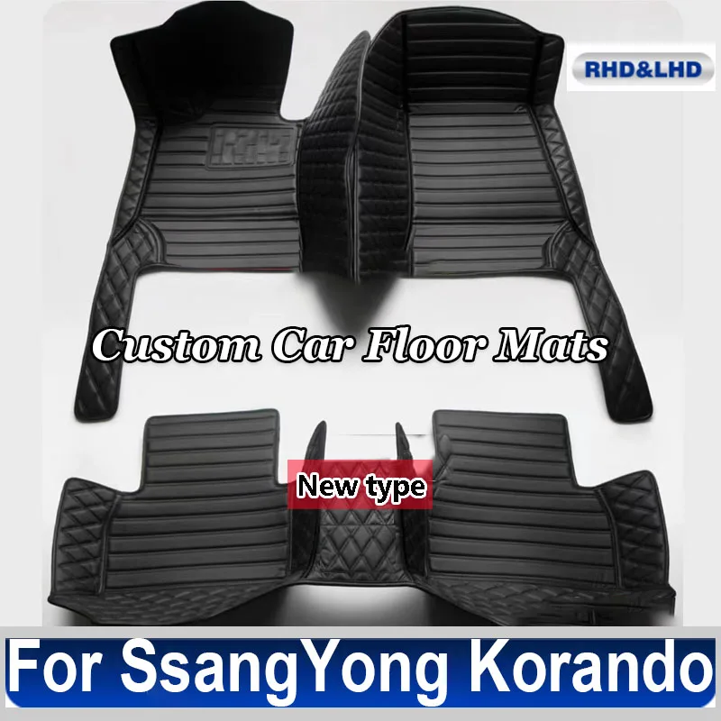 Car Floor Mats For SsangYong Korando C New Actyon C200 2010~2019 Luxury Auto Mat Set Rugs Protective Pad Carpets Car Accessories