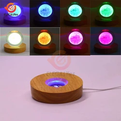 Wooden LED Light Dispaly Base Crystal Glass Resin Art Ornament Wooden Night Lamp Base LED Light NO Rotating Display Stand