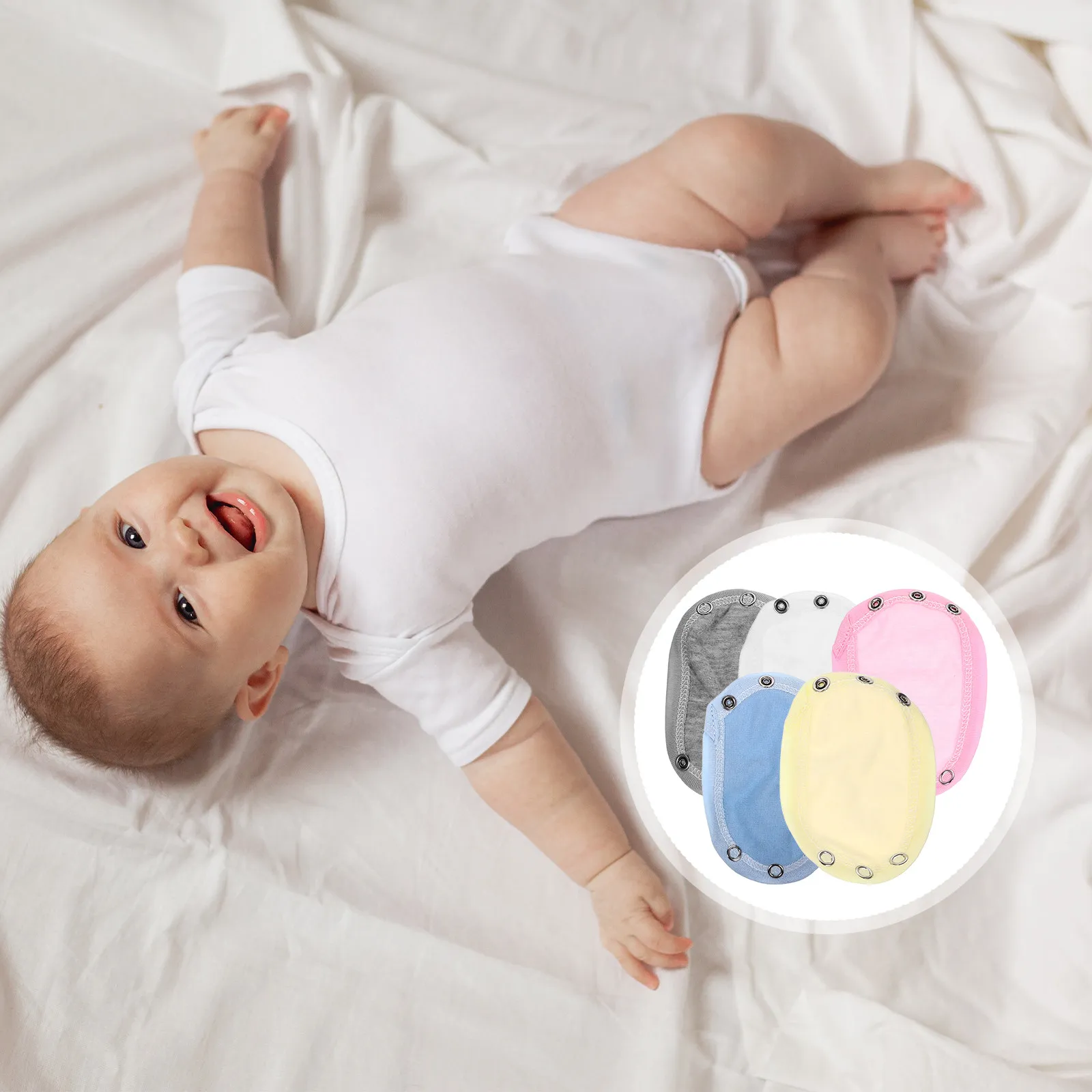 5Pcs Baby Jumpsuits Extender Cotton Soft Breathable Infant Bodysuit Snap Extenders Comfortable Lightweight for Boys Girls