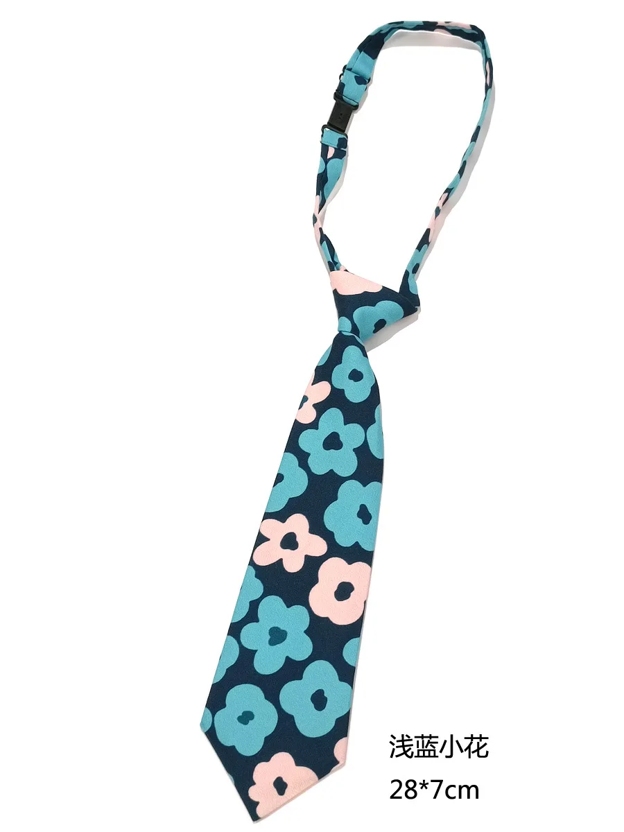 Fresh and artistic pink blue small flower tie for women, free to wear and adjustable to match with children's student shirt acce