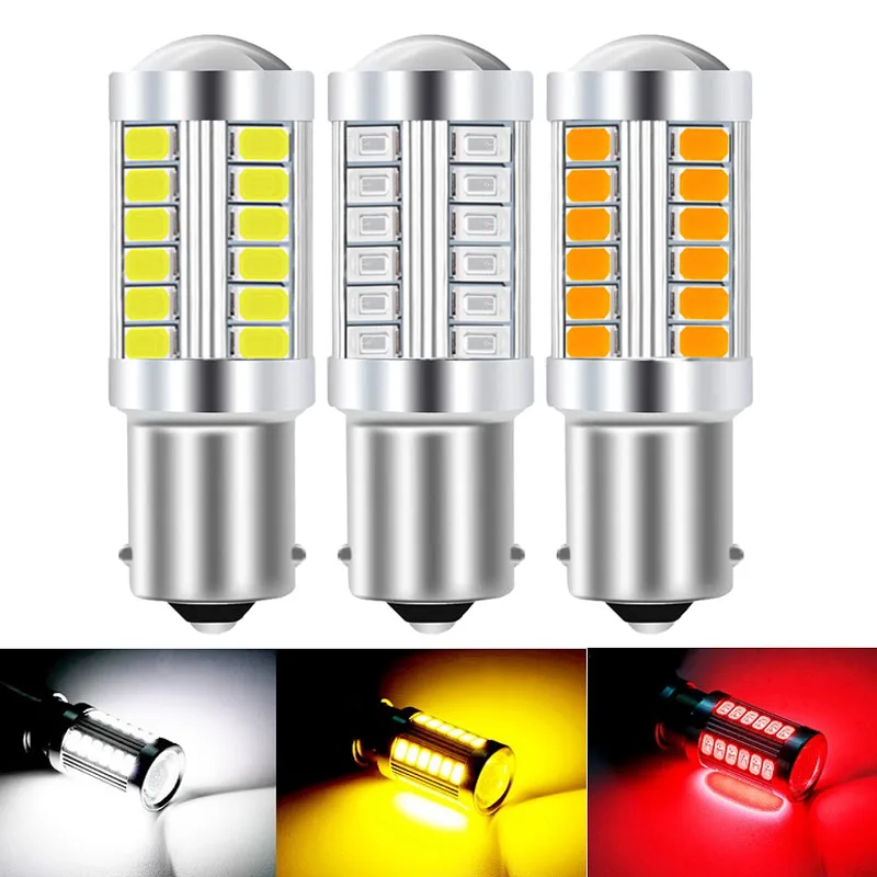 

1 PCS PY21W P21/5W 1156 Ba15s 1157 Bay15d For Car LED Bulbs Turn Signal Light 12V 33SMD 7000K White Brake Reverse Parking Lamps