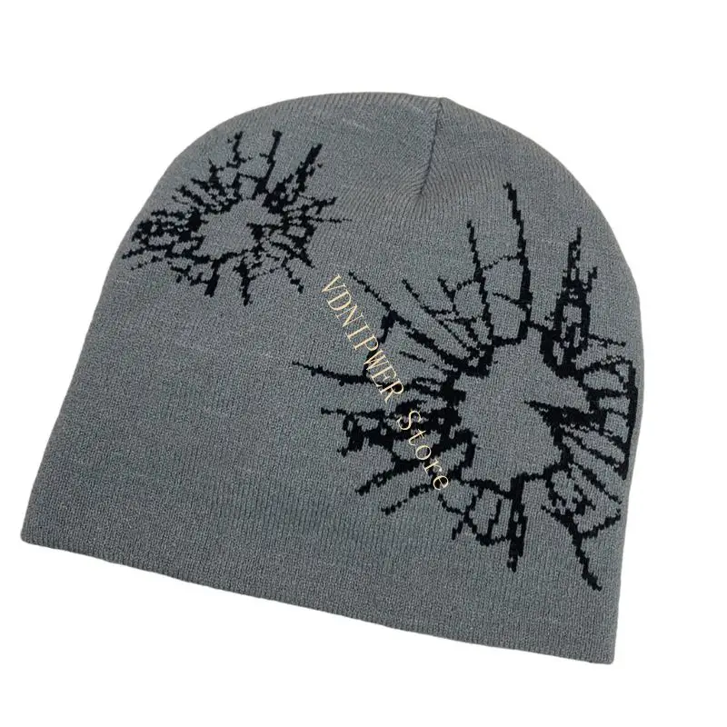 قبعات محبوكة بتصميم زجاجي داكن للجنسين من الأكريليك لأزياء الشتاء D08E #5