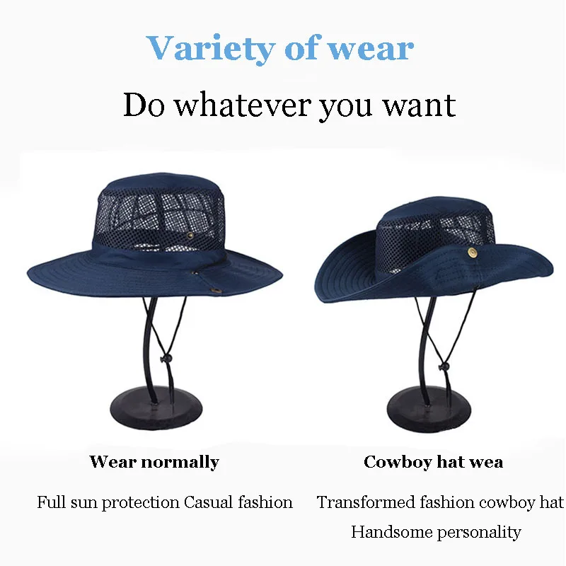 Men Women Outdoor Beach Seaside Sun Shade Breathable Bucket Hat Male Summer Fishing Trekking Collapsible Mesh Fisherman Cap L9