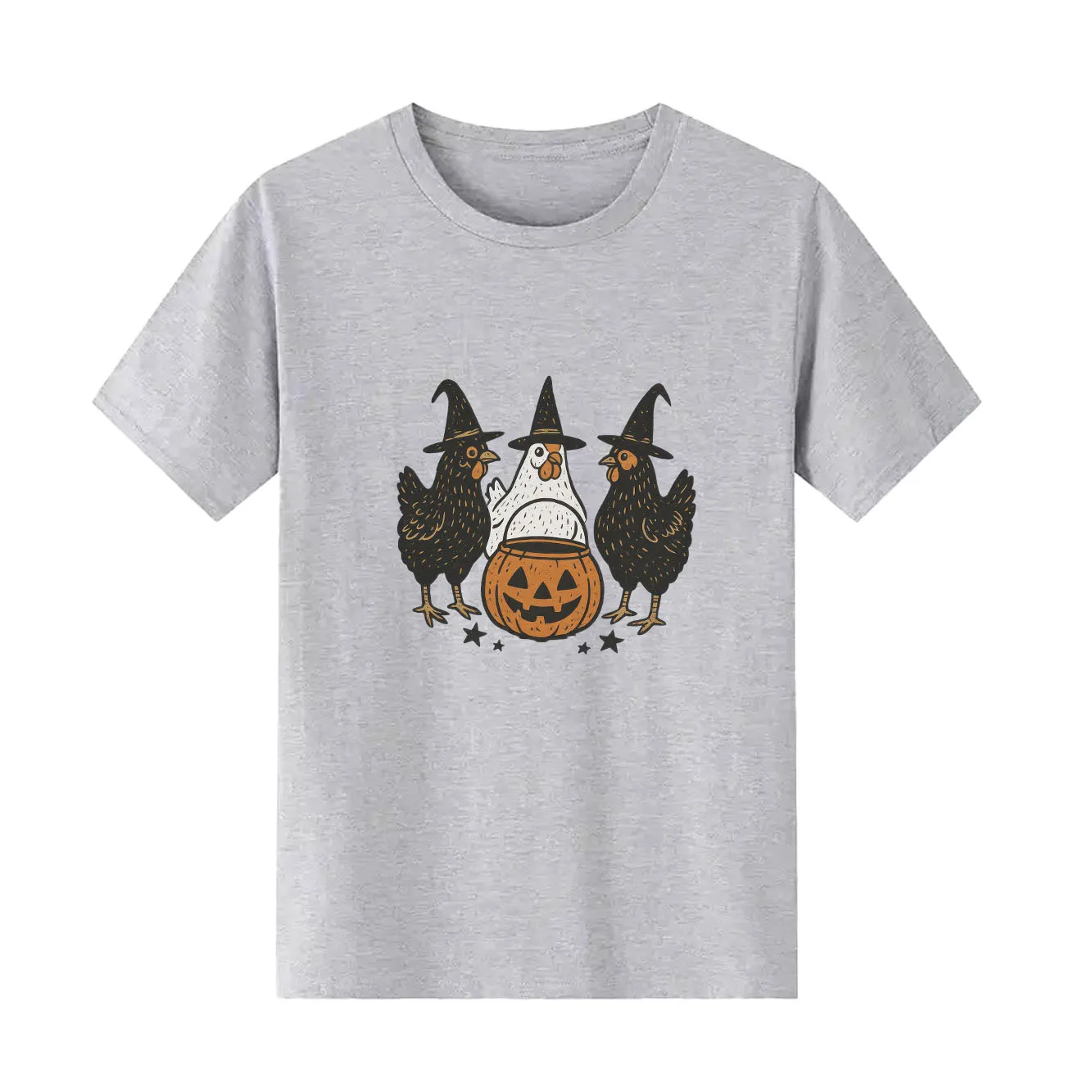 تي شيرت نسائي عصري ومتعدد الاستخدامات بطباعة الهالوين ذو شعبية كبيرة ورقبة دائرية وأكمام قصيرة