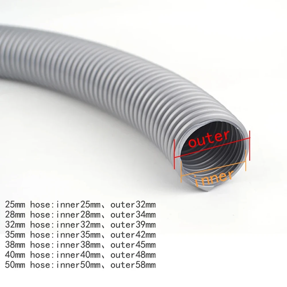 Durable Thread Hose Vacuum Cleaner Pipe Inner 50mm Length 1 Meter Parts Replacement Spare Accessories Flexible