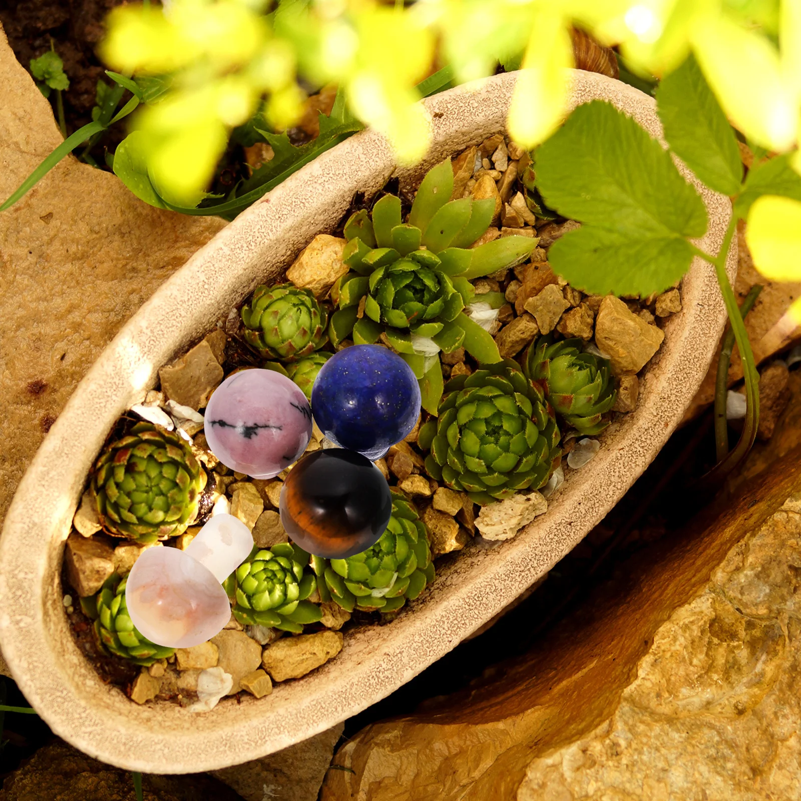 

8pcs Crystal Mushroom Decor Resin Stone Craft For Desktop Fish Tank Garden Micro Landscape Scene Layout Ornament Sculpture