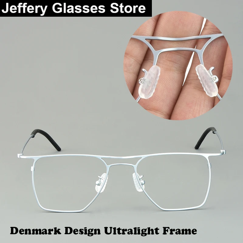 

2024 Denmark Design Pure Titanium Glasses Frame Men Women Fashion Double Beam 7g Ultra-Light Business Eyeglasses Eyeware Gafas