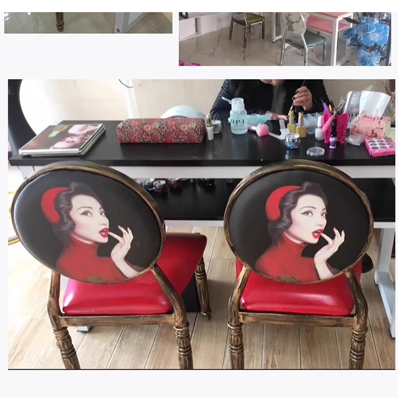 Mesa maquiagem retro com lรขmpada LED, Manicure Moves, Nail Mรณveis, Manicure Salon, coletor de poeira profissional, Nails Designer
