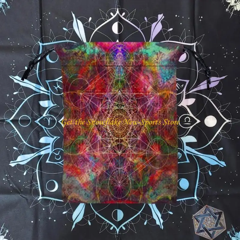 

E56D Divinations Tarots Card Dices Bag Mini Wedding Bag Tablecloth Oracles Cards Bag